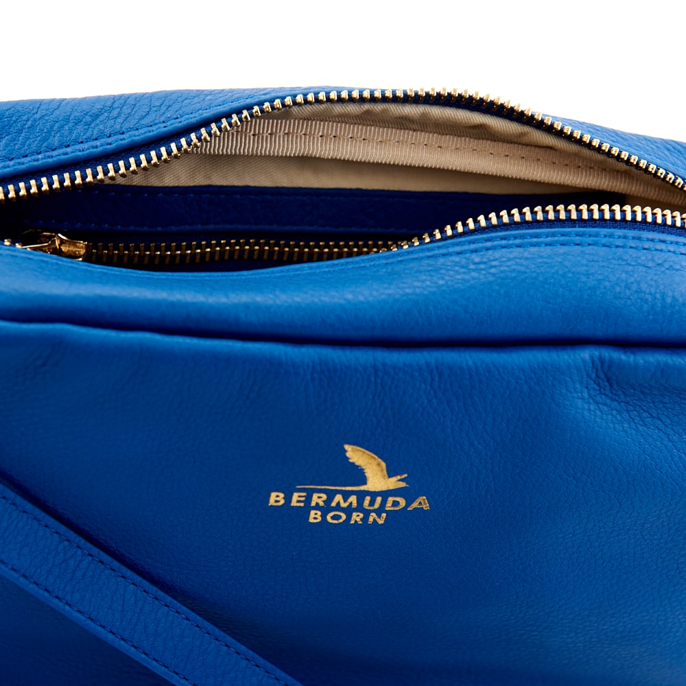 Royal Blue Horseshoe Bay leather Cross Body Bag Bermuda Born
