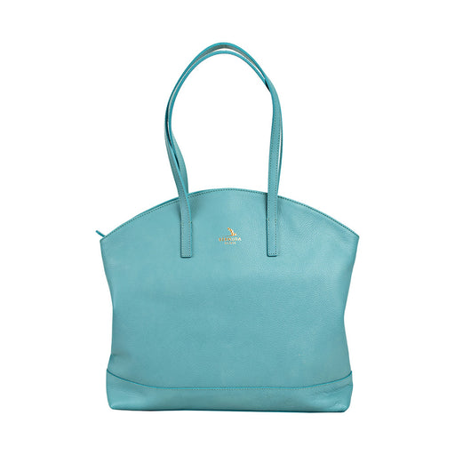 Aqua Large Pebble Leather Warwick Tote Handbag UK - Bermuda Born