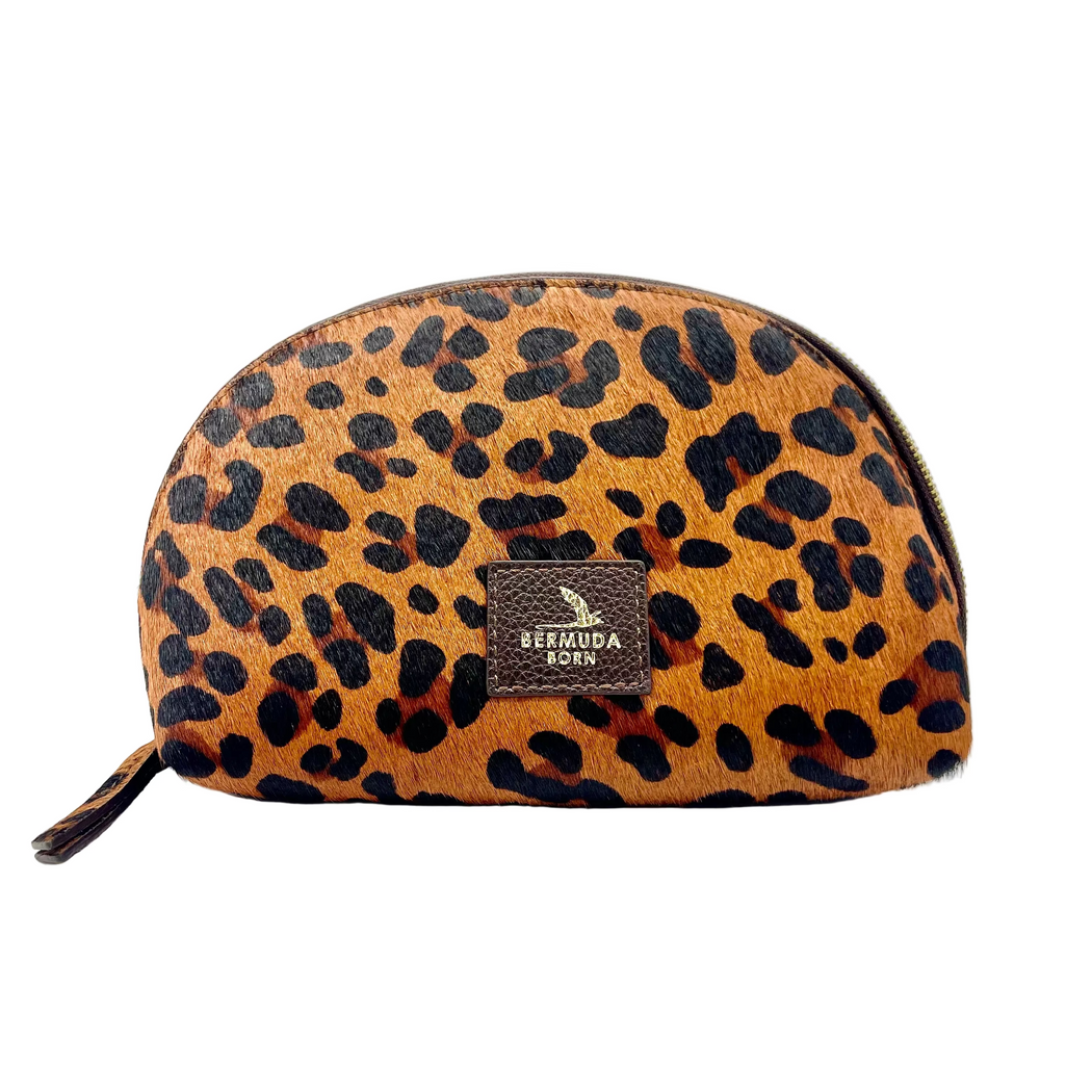 Brown Leopard Bermuda Moongate Toiletry Bag