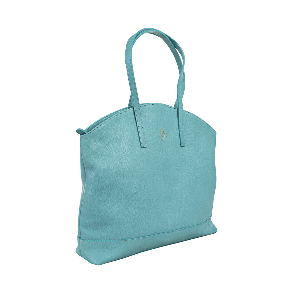 Aqua Large Pebble Leather Warwick Tote Handbag UK - Bermuda Born